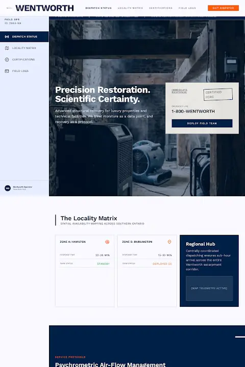 Scientific Restoration Framework — Water Damage Restoration website design
