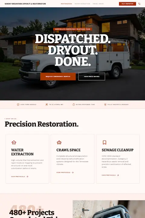 Industrial Dispatch — Water Damage Restoration website design