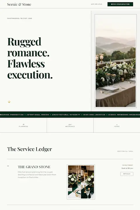 Architectural Romance — Wedding Planner website design