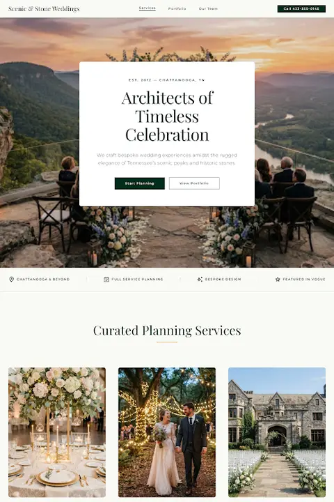Tennessee Editorial — Wedding Planner website design
