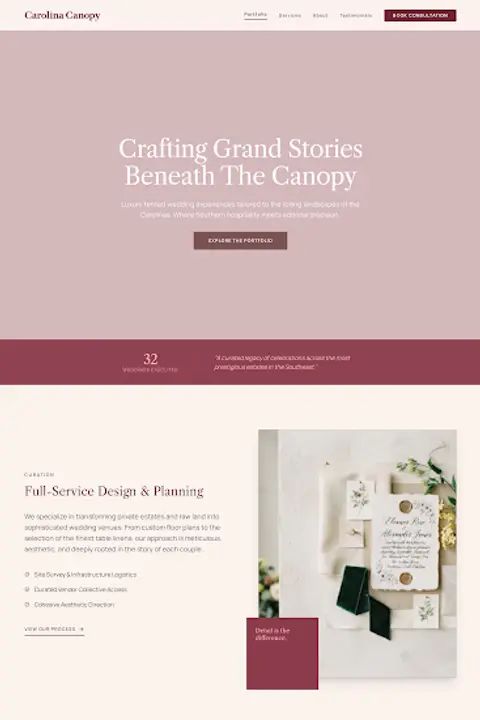 Rosewood & Rye — Wedding Planner website design