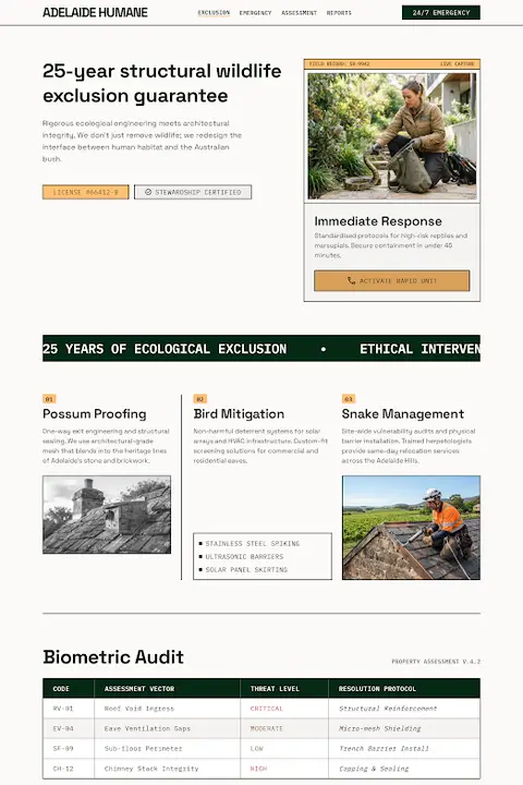 The Field & Ledger — Wildlife & Animal Removal website design