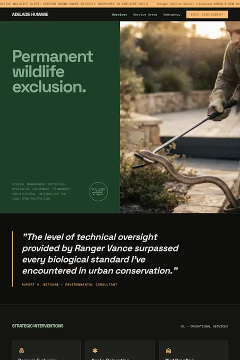 The Field Botanist’s Ledger — Wildlife & Animal Removal website design