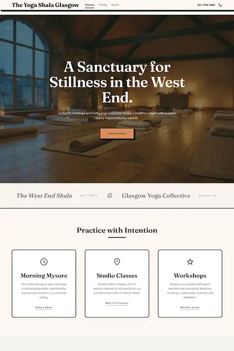 Earthy Editorial Poster — Yoga Studio website design