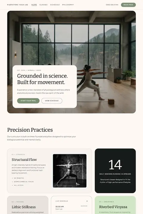 Basalt & Breath — Yoga Studio website design