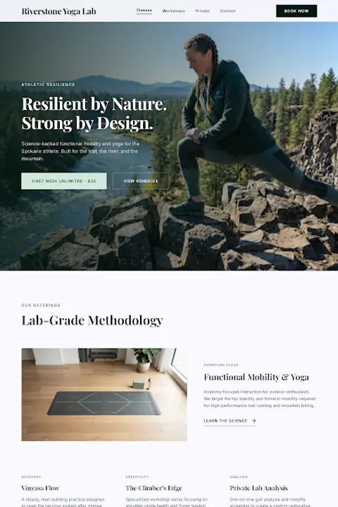 Modern Sanctuary — Yoga Studio website design